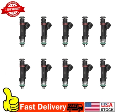 10 топливных форсунок FJ766 для Ford E-350 Super Duty 6,8 л 2008-19 E-450 Super Duty - Изображение 1 из 4