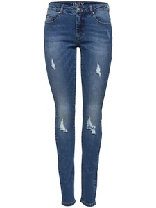 ONLY Damen Skinny Jeans Denim Blue Casual Stretch Damenhose Destoyed-Optik - Bild 1 von 24