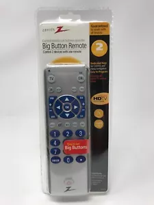 Nuevo en paquete Zenith botón grande control remoto ZB210 2 dispositivos funciona con todas las marcas - Imagen 1 de 11