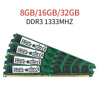 32GB 16GB 8GB 4GB DDR3 1333MHz Intel DIMM RAM Computer Memory For Kingston Lot - Image 1 of 4