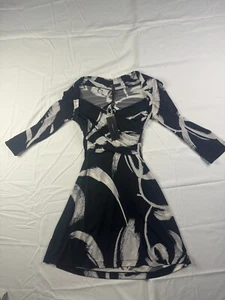 BCBGMaxazria Dress Womens Size XS A-Line Criss Cross Black Comb Long Sleeve NWT - Picture 1 of 8
