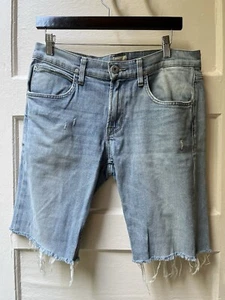 Hudson Byron Straight 5 Pocket Light Wash Distressed Cut Off  Stretch Shorts 32 - Picture 1 of 9