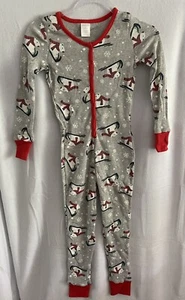 Nordstrom Pajamas Boys Girls 10 Long Johns One Piece Polar Bear Sledding Waffle - Picture 1 of 5