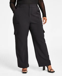 Nina Parker Women's Chic Cargo Pants Plus Size 20W in Modern Black NWT - Picture 1 of 4