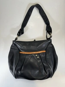 TRE VERO Schultertasche Hobo Handtasche schwarz genarbtes Leder - Bild 1 von 19