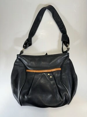 TRE VERO Black Pebbled Leather Shoulder Bag Hobo Purse - Image 1 of 4