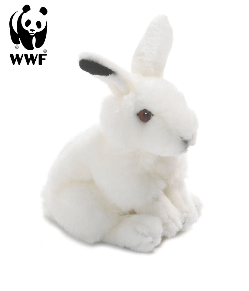 WWF Plüschtier Schneehase 19cm lebensecht Kuscheltier Stofftier Hase weiß