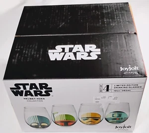 JoyJolt 4 LIMITED EDITION DRINKING GLASSES Star Wars Helmet Hues Collection 19oz - Picture 1 of 13