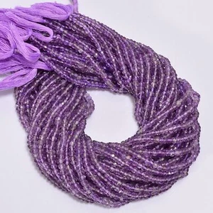 Améthyste naturelle forme rondelle style lisse brin 13" perles 4X4X3 mm 1262 Ct - Picture 1 of 5