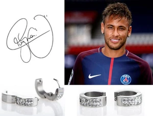 Men’s/Boy’s: NEYMAR 18ct White Gold Plate Cubic Zirconia Huggie Earrings - Picture 1 of 7