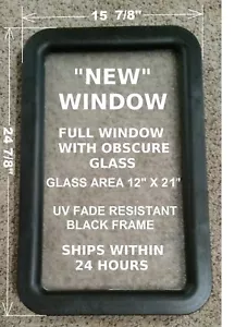 RV Entry Entrance Door Window - Black - Obscure Glass - Camper Travel Trailer - Foto 1 di 6