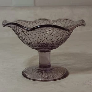 Vtg 1950's Purple Amethyst Depression Glass Ice Cream Bowl Crackle Design (1) - Picture 1 of 7