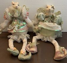 Wayne M Kleski Fairytale Rabbits Boy & Girl 12” Satin Lace Sequins Ribbons & Bow