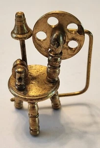 BRASS SPINNING WHEEL -- DOLLHOUSE MINIATURE -- 1-3/4" x 1-1/4" - Picture 1 of 1