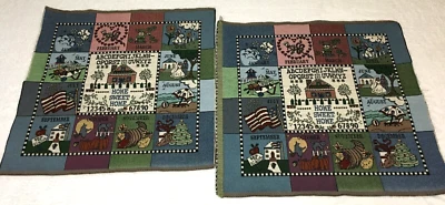 Home Sweet Home Tapestry Fabric Squares 18 x 18" (2) Pillow Top Chair Cushion - Image 1 of 4