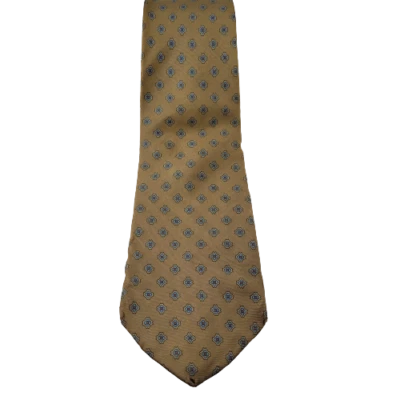 Corbata para hombre Hardy Amies marrón con patrón de puntos azules 100 % seda Foto 1 de 4