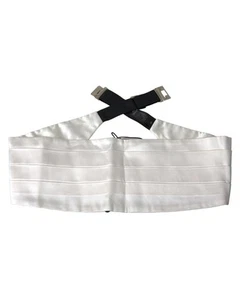 Dolce & Gabbana White Silk Cummerbund Pleated Style Men Belts & Cummerbunds - Picture 1 of 6