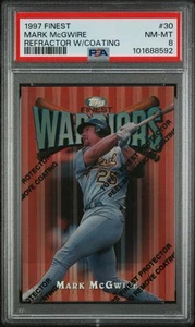 1997 Topps Finest Warriors Refractor Coating #30 Mark McGwire PSA 8 NMMT - Picture 1 of 2