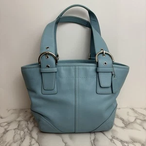 Bolso de Hombro Vintage COACH Azul Cuero Soho Superior Cremallera Etiqueta Colgante M05D 9544 - Imagen 1 de 14