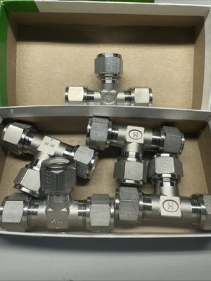 5 Hoke Gyrolok Union 8TTT316 Tee Fittings 1/2” Tubing Swagelok Ref SS-810-3 - Image 1 of 3