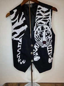Chaleco Vintage Modi Lentejuelas Negro Blanco Tigre - Imagen 1 de 7