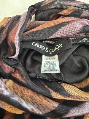 Nueva blusa sin mangas de mujer con cable y calibre de malla multicolor cuello alto talla S Foto 1 de 4