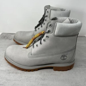Timberland 6 Inch Premium "Light Grey Gum" Mens Boot Waterproof New with Box - Picture 1 of 8