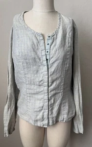 FLAX Jeanne Engelhart Linen LS Green Blouse Plaid Small Lagom Prairie Cottage - Picture 1 of 9