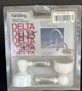 DELTA RP14788 WC POLISHED CHROME FAUCET WHITE CERAMIC NEO STYLE LEVER HANDLES - Picture 1 of 2