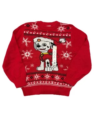 Paw Patrol Marshall Christmas Holiday Red Knit Sweater Size 6 NWT - Image 1 of 3