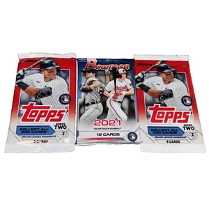 2021 Bowman Baseball-12 Card Pack & (2)23 Topps Series 2 Baseball-5 Card Packs-- - Picture 1 of 5