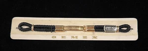 Gemex Watch Band NOS Loop End Gold Filled Black Cord Deployment Bracelet Vintage - Picture 1 of 7