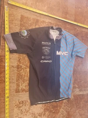 CAPO MEDIUM BLUE MEN"S CYCLING JERSEY WITH LOGOS #S142 - Image 1 of 3