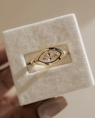 1.85 CT Marquise Cut Moissanite East West Bezel Set Ring, Engagement Ring - Image 1 of 4