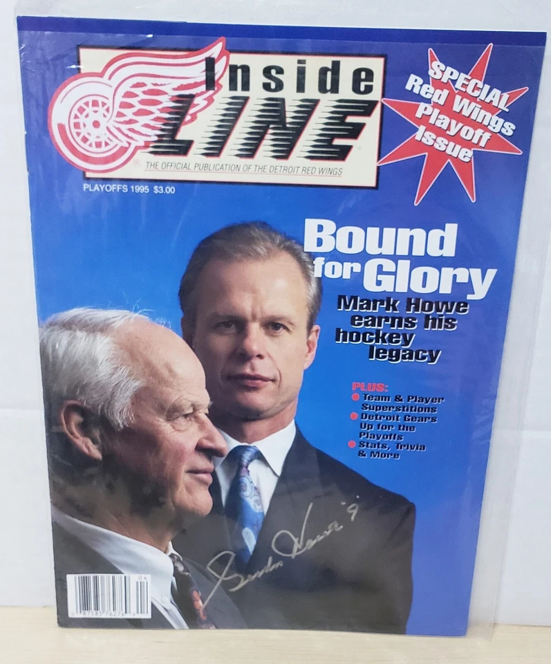 De colección 1995 Playoffs Gordie Howe Firmado Detroit Red Wings Inside Line Programa Foto 1 de 1