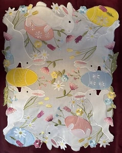 Celebrate Together Easter Placemat Bunnies Embroidery Eggs - Picture 1 of 6