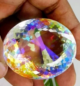 A+ 900 Ct+ Natural Rainbow Color Oval Cut Mystic Topaz Certified Loose Gemstone - Picture 1 of 6