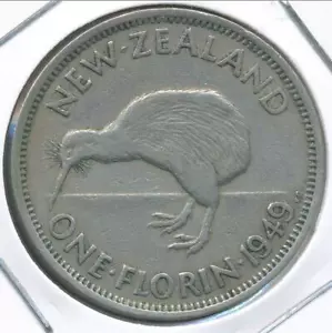 New Zealand 1949 Florin George VI - almost Very Fine - Picture 1 of 3