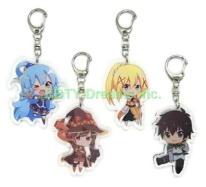 Set of 4 KonoSuba God's Blessing Acrylic Keychain Megumin Aqua Darkness Kazuma - Picture 1 of 2