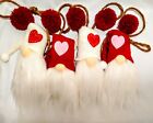 *Valentines Day Garland 5ft Gnomes w/Sweater Hats Felt Hearts Pom Poms Red White