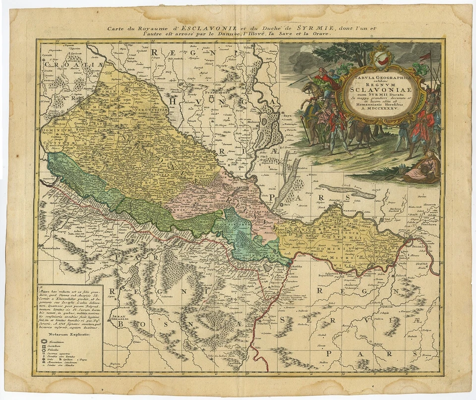 Mapa antiguo de Eslavonia por Homann Heirs (c.1745) Foto 1 de 1
