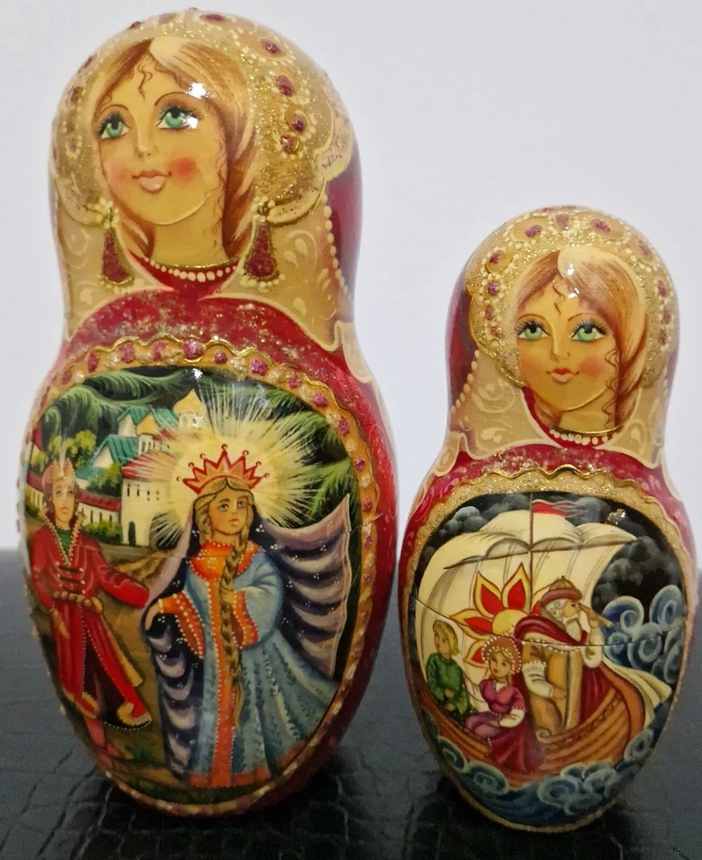 7 Fuguras  de MATRIOSHKA de madera pintado a mano 22 cm. Vintage 2004 - Imagen 1 de 4