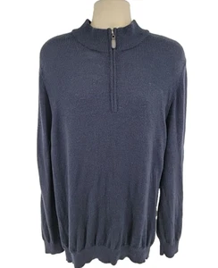 LL Bean 100% Merino Wool 1/4 Zip Long Sleeve Navy Blue Sweater XXL 285158 - Picture 1 of 8