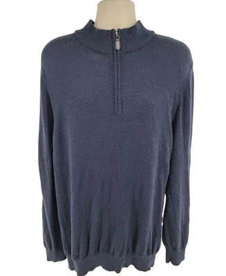 LL Bean 100% Merino Wool 1/4 Zip Long Sleeve Navy Blue Sweater XXL 285158 - Image 1 of 4