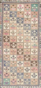 Muted Semi-Antique Tribal Bakhtiari Evenly Low Pile Runner Rug Wool Handmade 4x8 - Picture 1 of 12