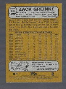 2017 Topps Heritage 198 ZACK GREINKE Diamondbacks Gray Back Print Run 10 - Picture 1 of 2