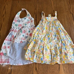 Girls Dresses (2), Size 5T Floral and Nautical - Picture 1 of 7