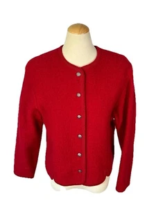 Orvis Strickjacke Pullover mit Knopfleiste Langarm 100 % Wolle rot Größe 10 - Bild 1 von 7