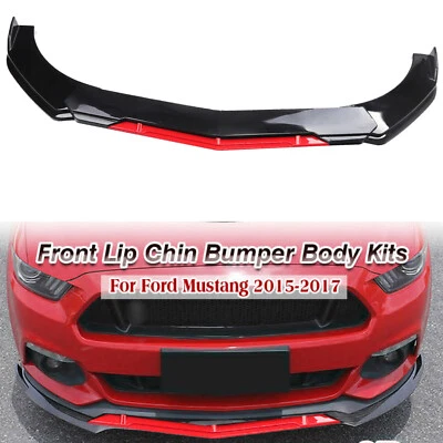 Glossy Black+Red For Ford Mustang 2 Front Bumper Lip Spoiler Splitter Foto 1 de 4