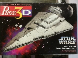Puzz-3D Star Wars Imperial Star Destroyer 3D Puzzle 823 PCs 1996 Milton Bradley - Picture 1 of 3